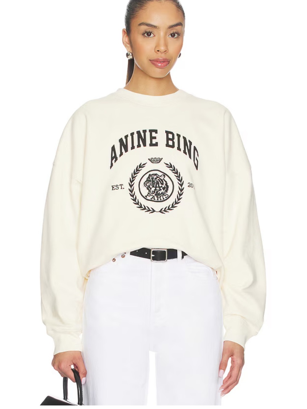 NWT Anine Bing Cream Collegiate Crewneck